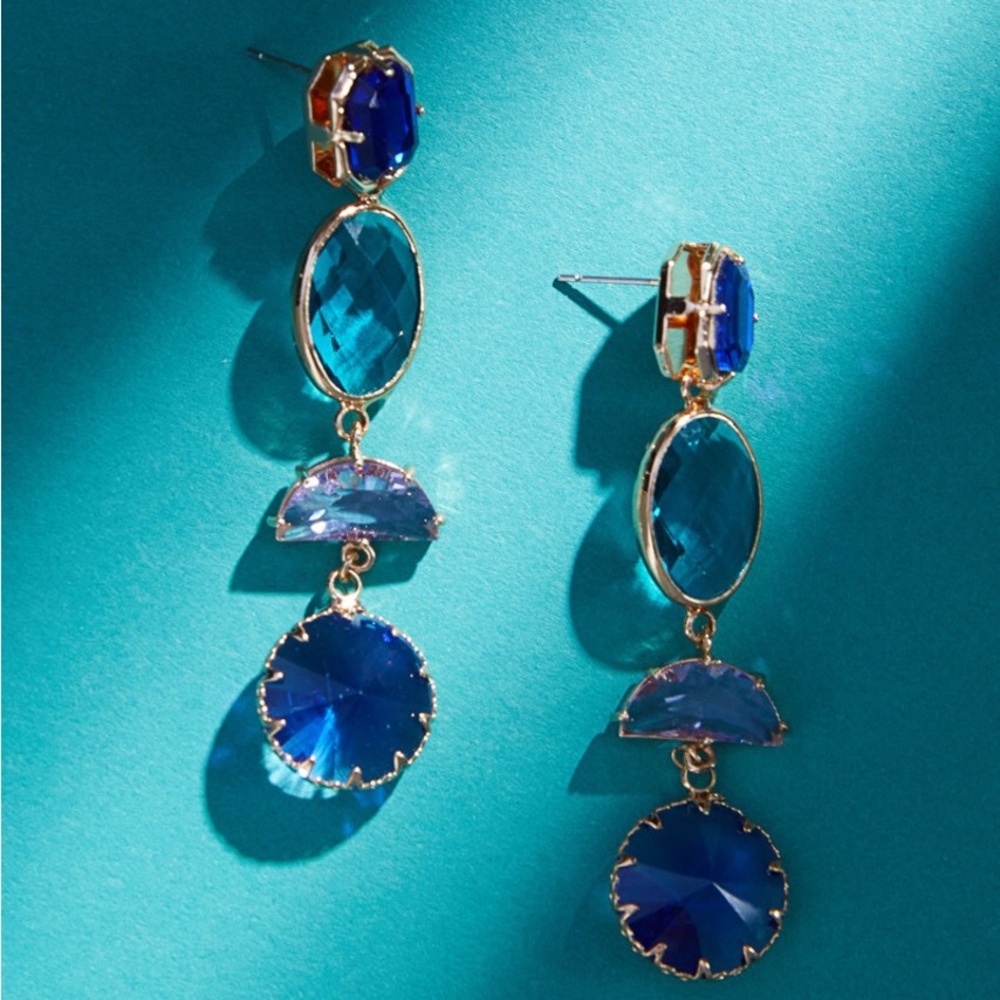 Luxe Gold Plated Faceted Linear Earrings
